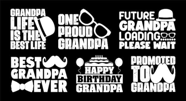 Vector grandpa t shirt design bundle grandfather t shirt quotes about grandparents day