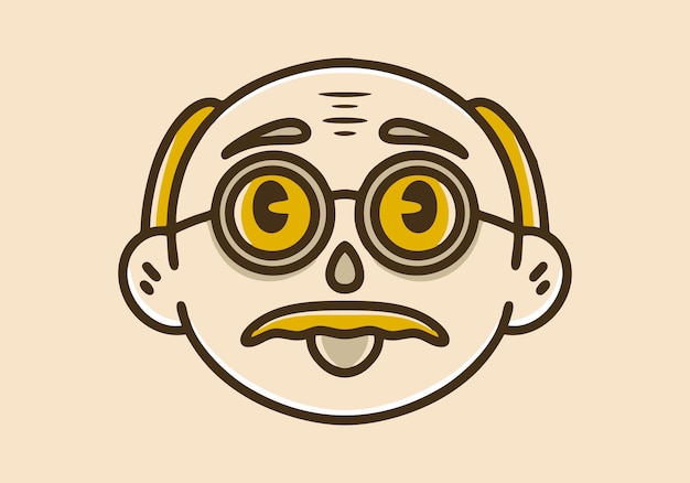 Vector grandpa with bald head flat illustration