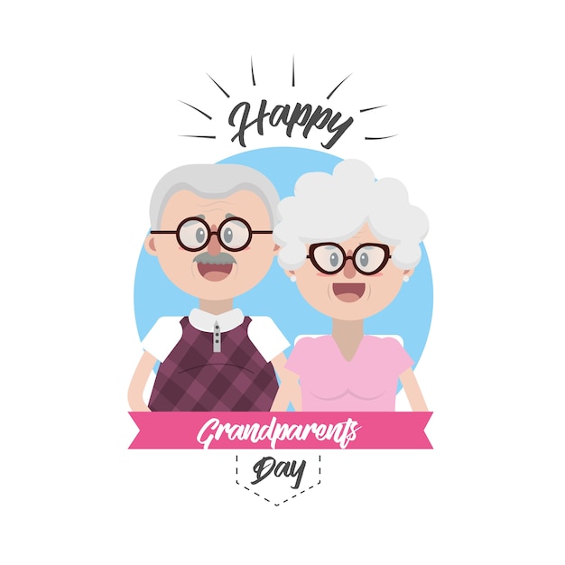 Vector grandparent together with ribbon design