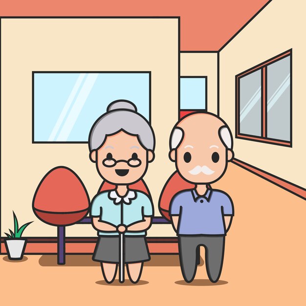 Grandparents cartoon illustration