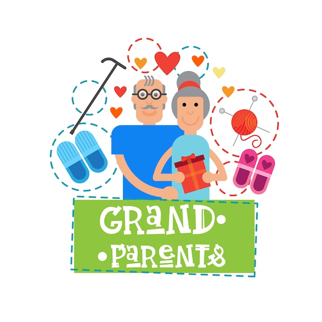 Grandparents couple together happy grandmother and grandfather day greeting card banner