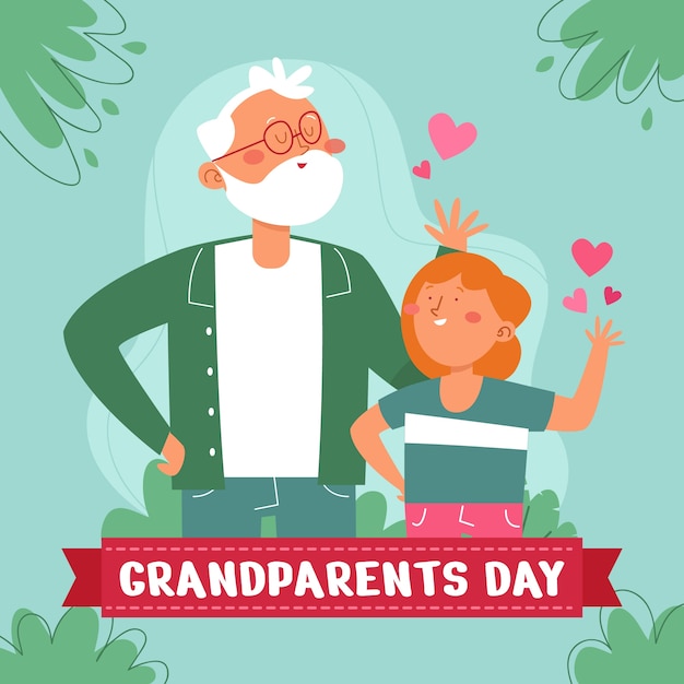 Vector grandparents day hand drawn flat illustration