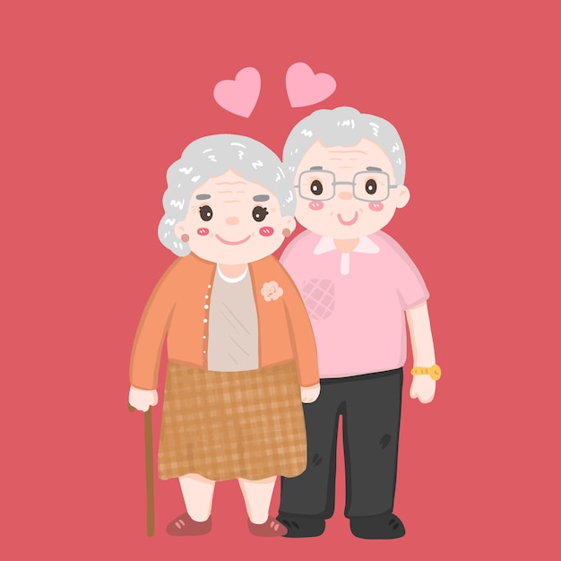 ベクトル 祖父母の日お年寄りと老夫婦の愛