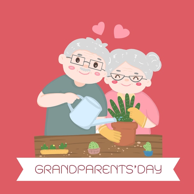 День бабушек и дедушек, пожилые люди и любовь к пожилой паре