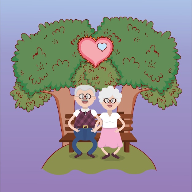 Grandparents love relationship cartoon