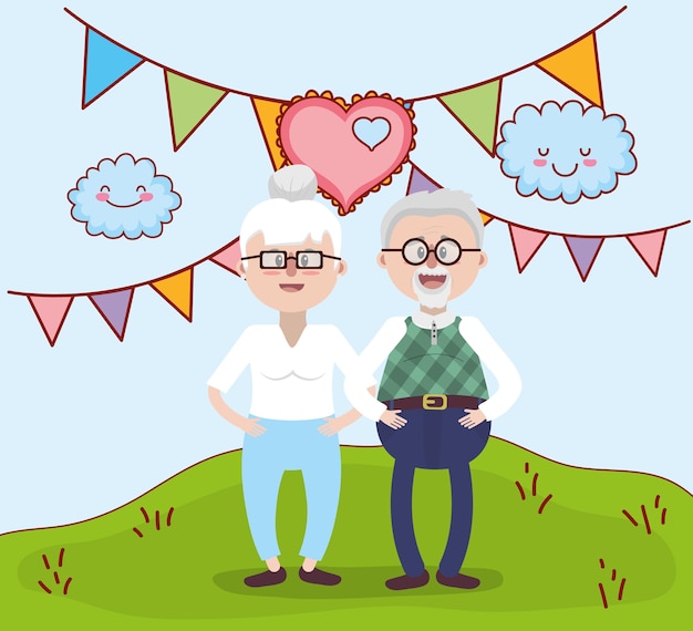 Vector grandparents love relationship cartoon