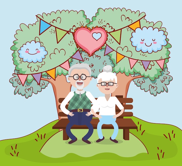 Vector grandparents love relationship cartoon