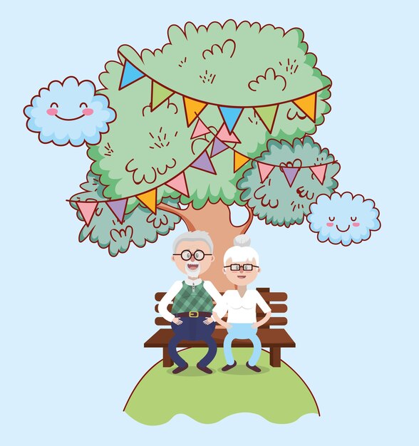 Vector grandparents love relationship cartoon