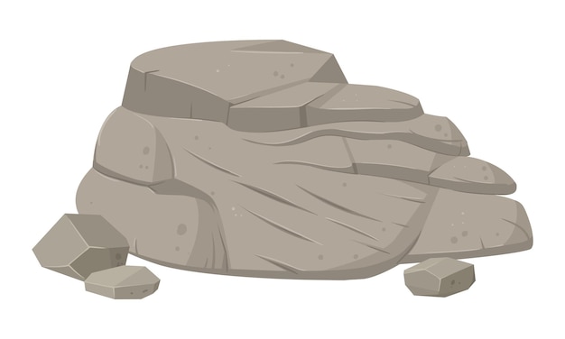 Vector granite grey rock cartoon boulder rocky stone mountain rock stone flat vector illustration on white background