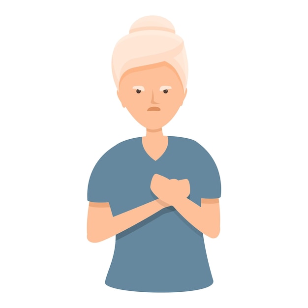 Vector granny heart pain icon cartoon vector attack disease sick woman