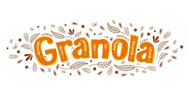 Granola havermout granen label voor muesli haver voedsel