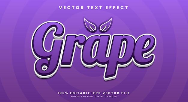 Grape 3d bewerkbare tekst-effect sjabloon geschikt voor natuur thema