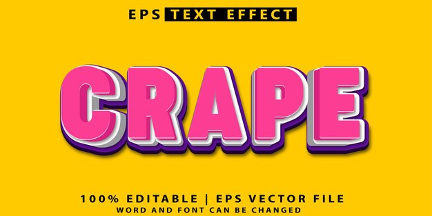 grape 3d editable text effect eps