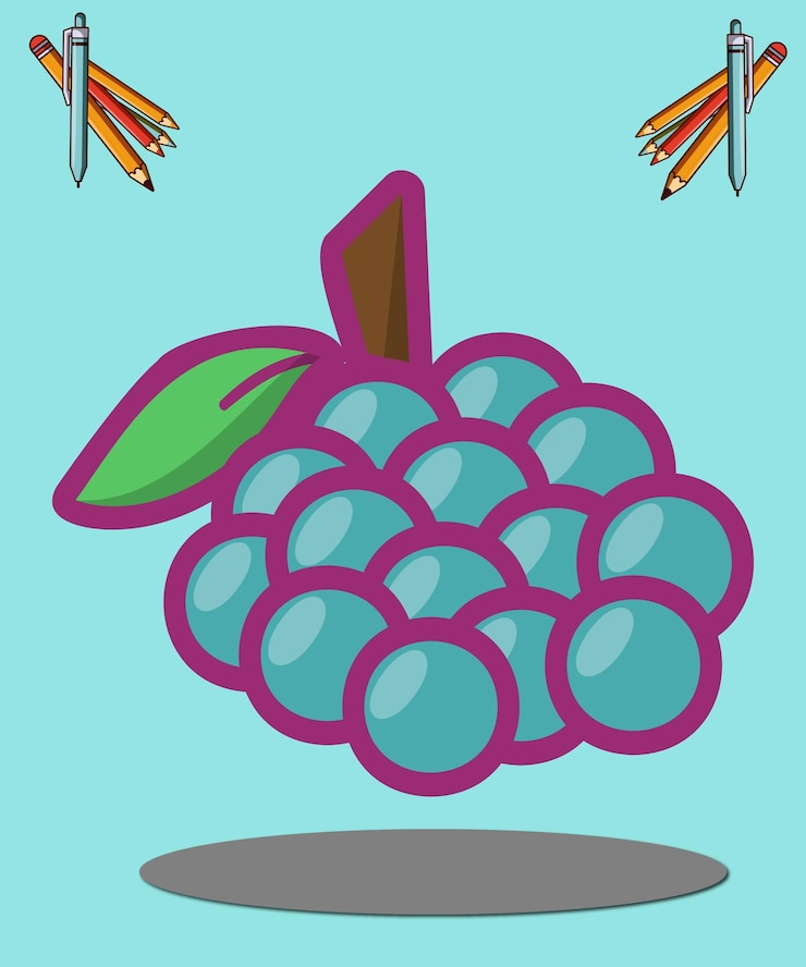 Vector grape fruit cartoon illustration