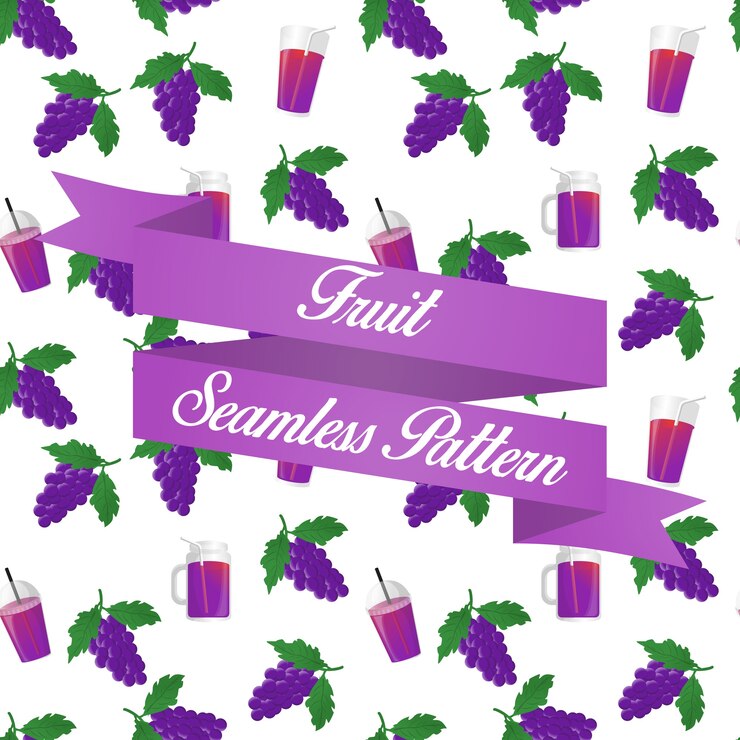 Vector grape fruit juice seamless pattern background