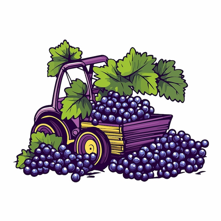 Vector grape harvester vector