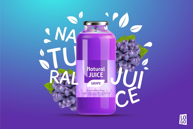 Grape juice ad with gradients and lettering