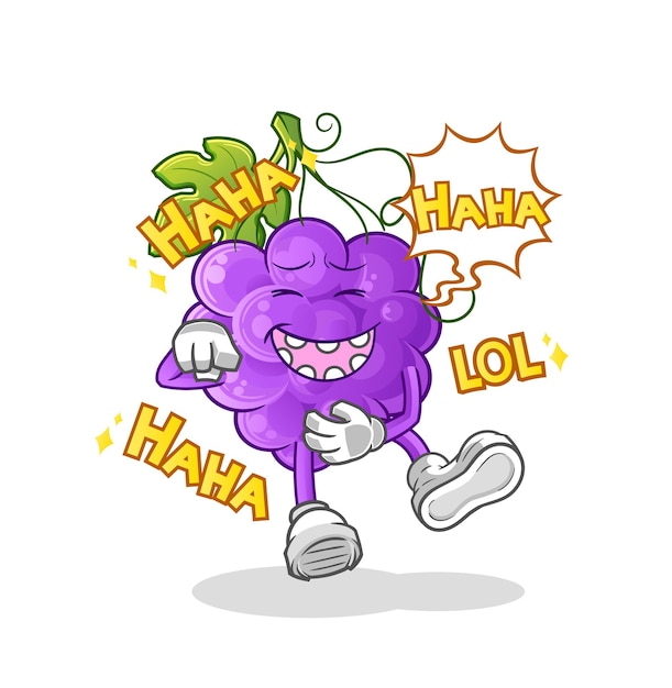 The grape laugh out loud character. cartoon mascot vector