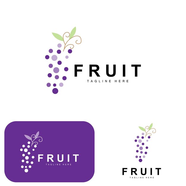 Grape Logo Farm Fruit Vector Fresh Purple Fruit Design Grape Product Icon Fruit Shop