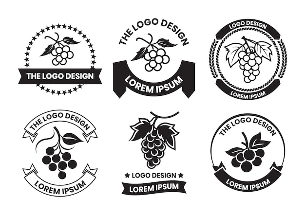 Grape logo in flat line art style