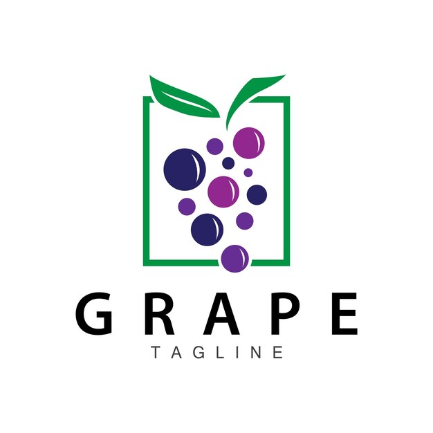 Grape Logo Garden Vector Fresh Purple Fruit Wine Brand Design Simple Illustration Template