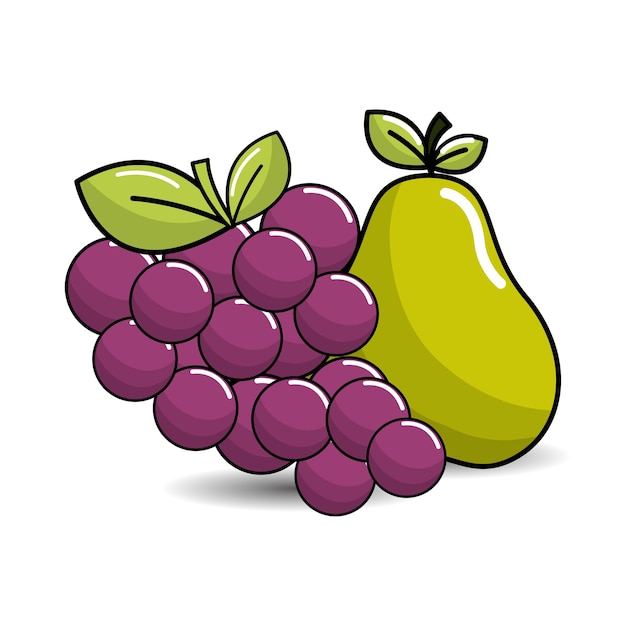grape and pear fruits icon