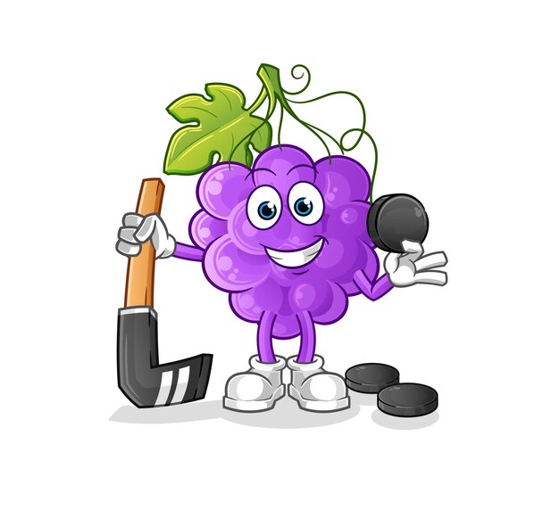 The grape playing hockey vector. cartoon character