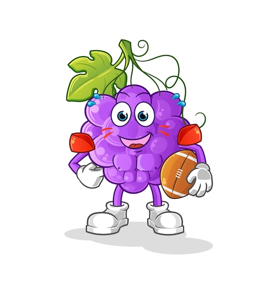 The grape playing rugby character. cartoon mascot vector