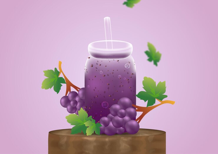 Vector grape product banner template design