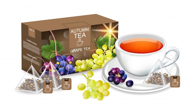 Grape tea realistic mock up