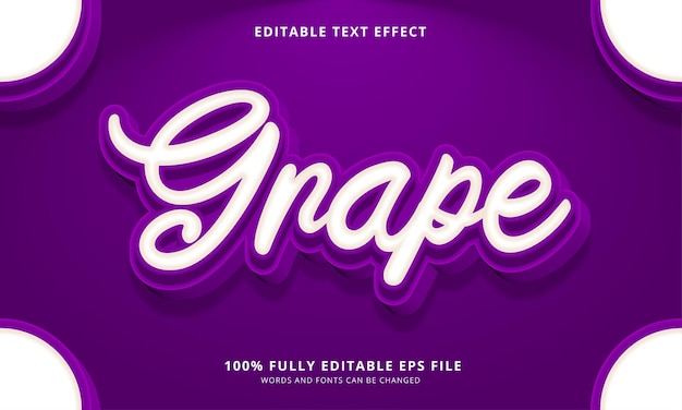 Vector grape text style editable text effect