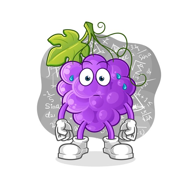 Vector the grape thinking hard vector. cartoon character