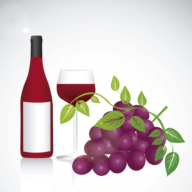 Vector grape and wine