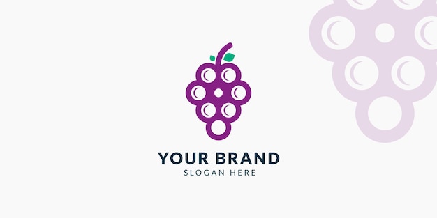 Grape with play button media logo design template vector illustration