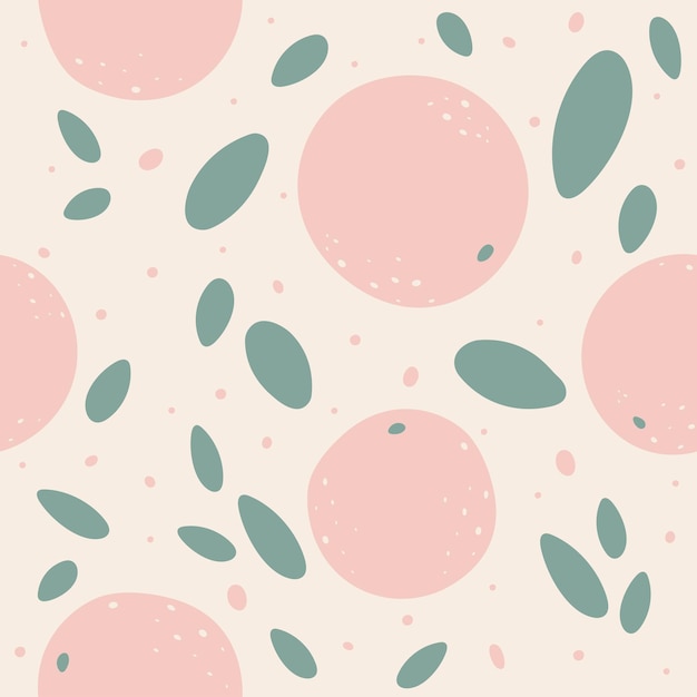 Grapefruit silhouetten platte vector naadloze patroon voedsel abstracte tekening vormen op beige backgroun