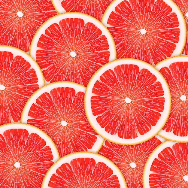 Grapefruit Slice Abstract Naadloos Patroon Kleurrijke achtergrond met citrusvruchten segmenten Realistische 3d vectorillustratie