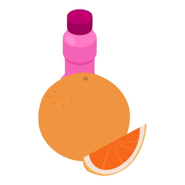 Vector grapefruit yogurt icon isometric vector fresh ripe grapefruit and yogurt bottle food and beverage concept