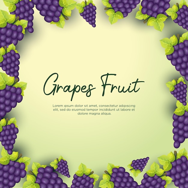 Vector grapes fruit frame background design