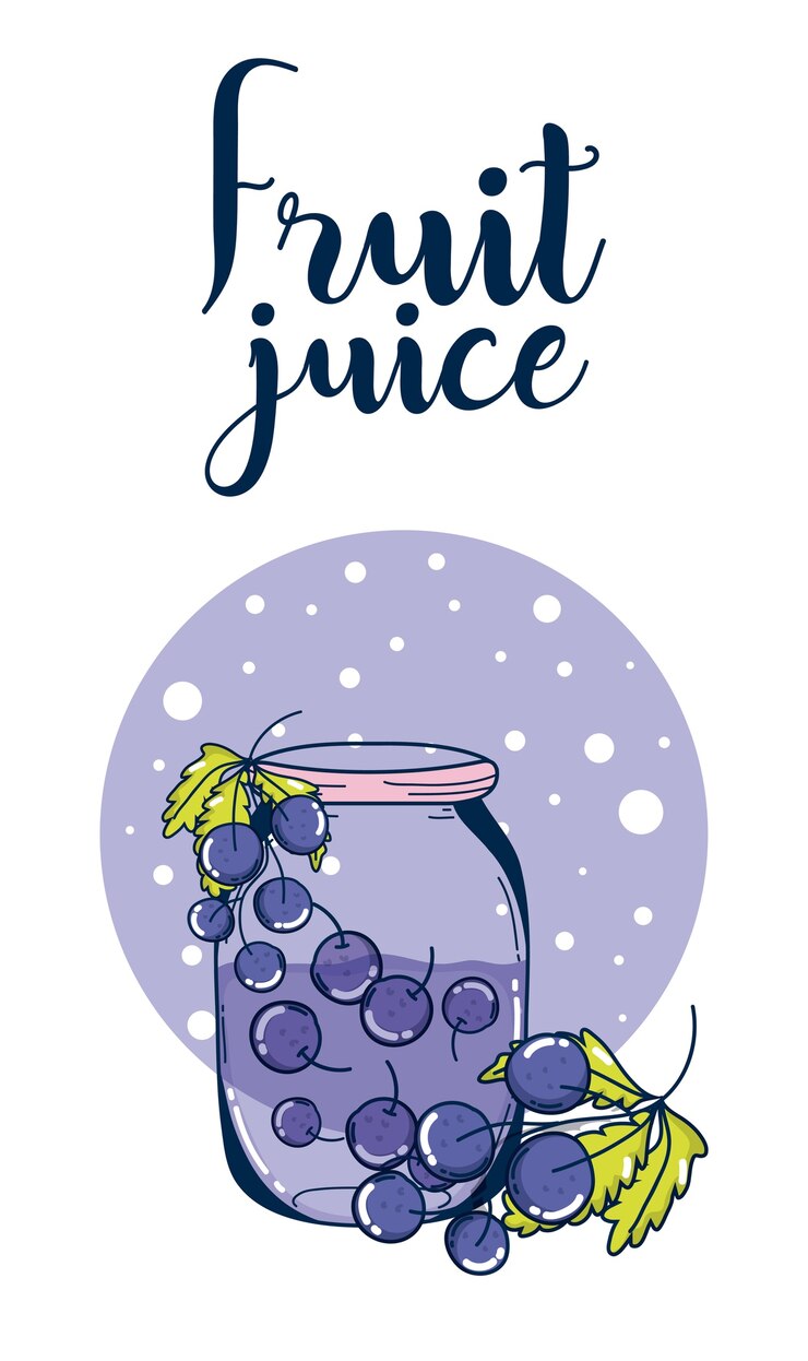 Vector grapes fruit juice glass bottle 