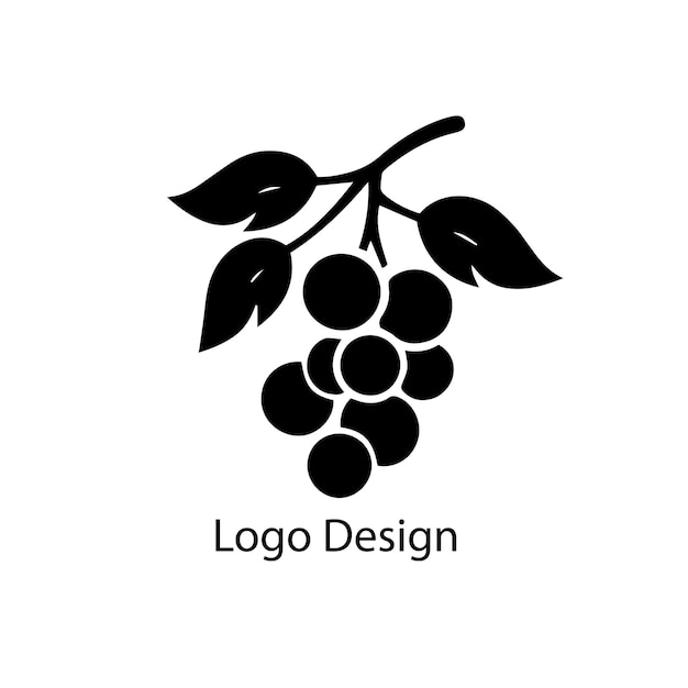 grapes fruit logo black simple flat icon on white background