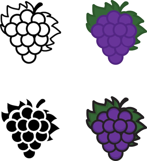 Grapes icon set