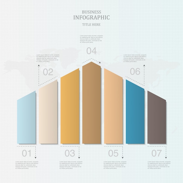 Modello infographic dell'elemento del grafico 7 per il concetto di affari.