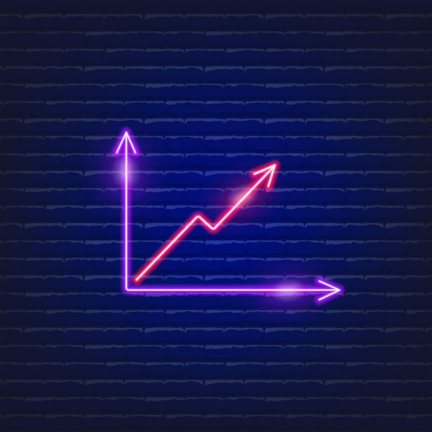 Vector graph and arrow neon icon glowing vector graphic illustration sign for website business concept