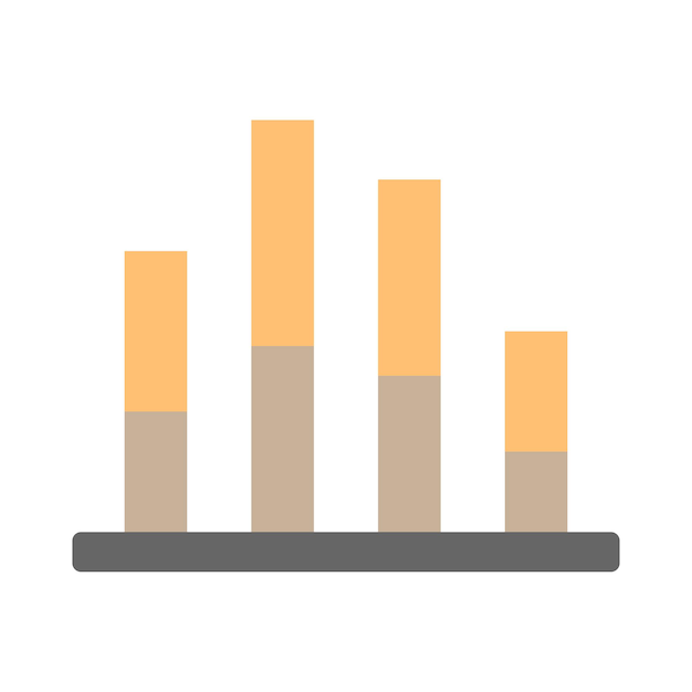 Graph bar icon in flat cartoon style