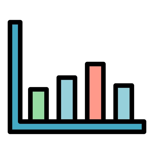 Vector graph bars icon outline graph bars vector icon color flat isolated