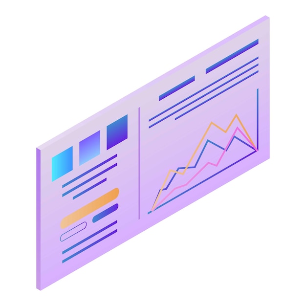 Vector graph chart icon isometric of graph chart vector icon for web design isolated on white background