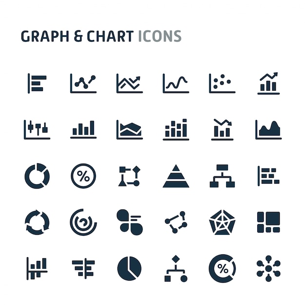 Vettore set di icone grafico e grafico. fillio black icon series.