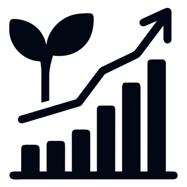 graph growth with plant stages pictogram