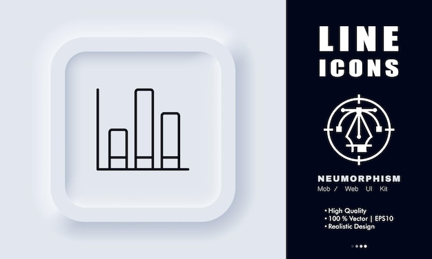 Icona della linea del grafico grafico a colonne analitica reddito crescita aziendale diagramma di carriera concetto infografico stile neomorfismo icona della linea vettoriale per affari e pubblicità