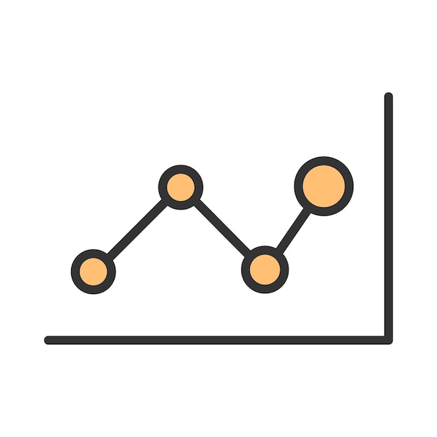 Graph line icon in minimal cartoon style